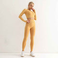 Seamless Yoga Suit Women's Long Sleeve Sports Top High Waist Hip Lifting Sports Tights Pants