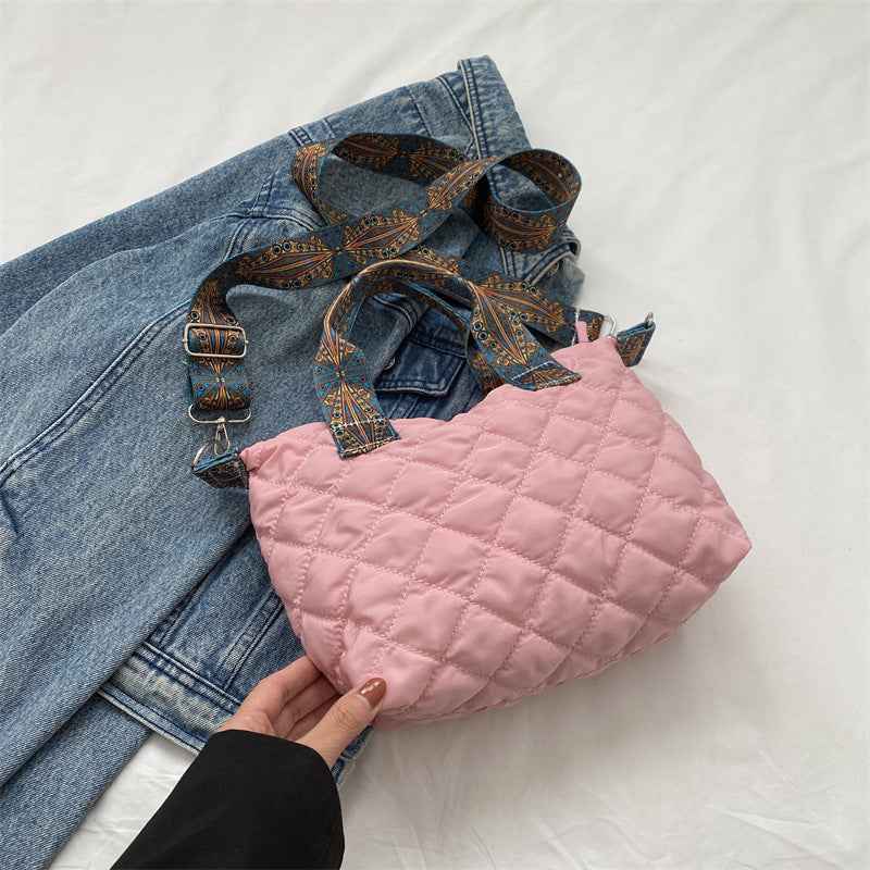 Casual Handbag Simple Shoulder Bag Stylish Crossbody Bag Quilted Korean Style Tote Bag