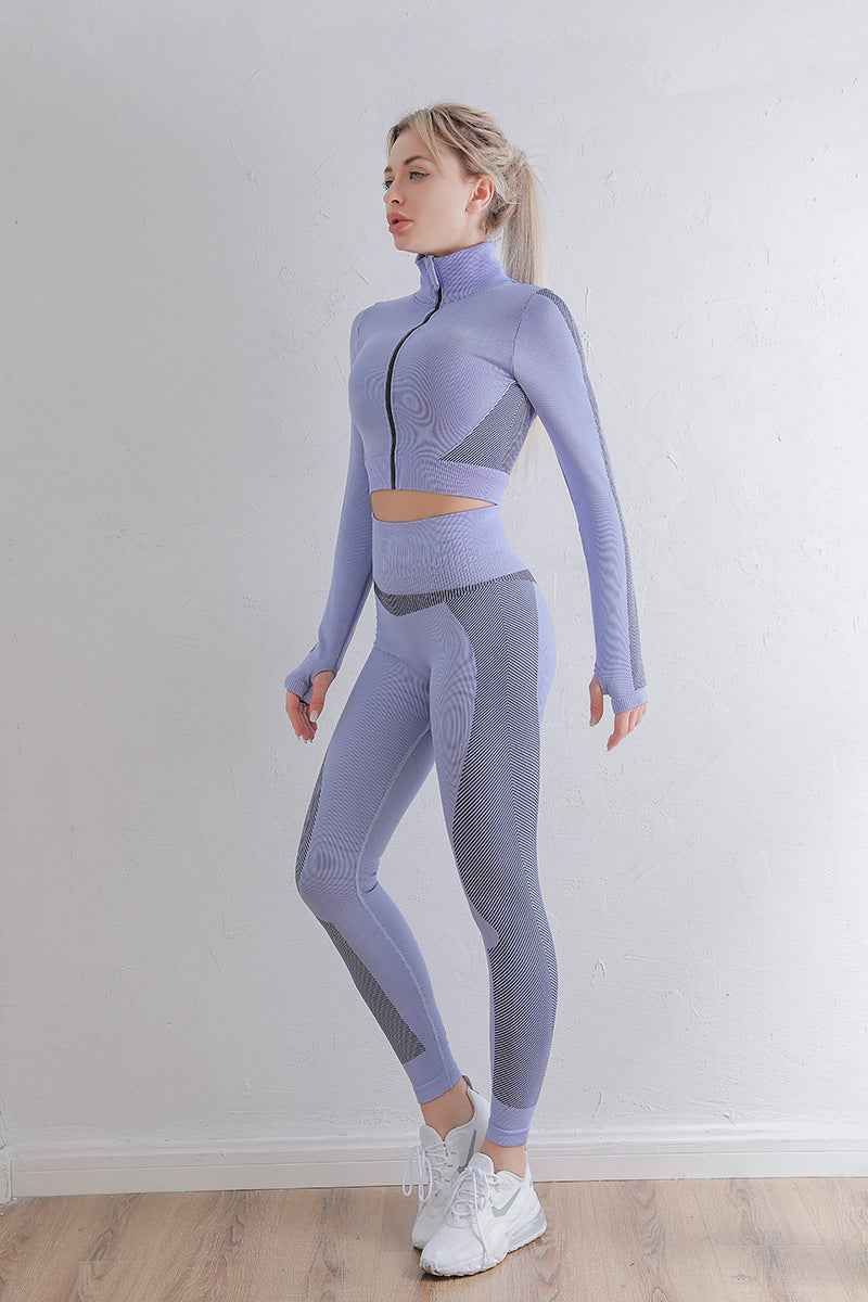 Autumn And Winter New Yoga Running Fitness Wicking Breathable Long-Sleeved Trousers Two-Piece