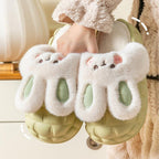 Fluffy Bunny Slippers – Thick Sole Winter Home Slides"