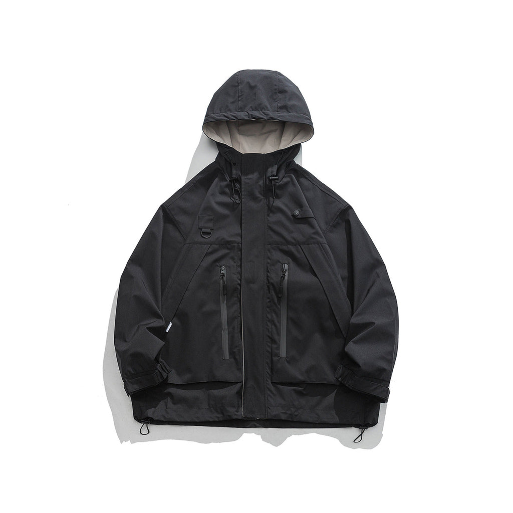 Waterproof Hooded Jacket for Men – Zip-Up Utility Outerwear
