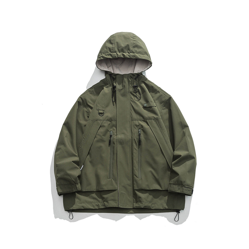 Waterproof Hooded Jacket for Men – Zip-Up Utility Outerwear
