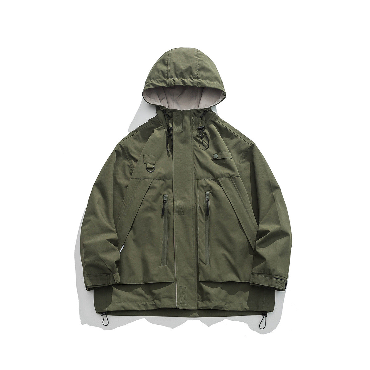 Waterproof Hooded Jacket for Men – Zip-Up Utility Outerwear