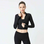 Nude Zipper Fitness Gym tops Long Sleeve yoga shirts Autumn and winter Slim running jacket Quick dry sports jackets coats
