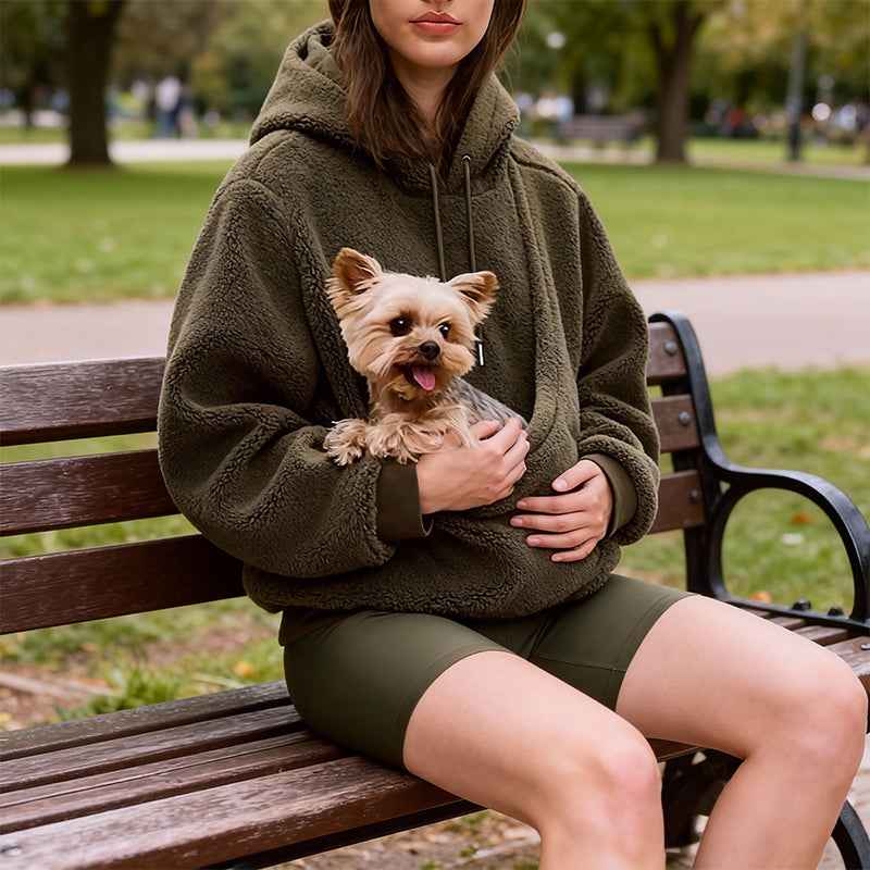Pet Carrier Hoodie, Hands-Free Dog & Cat Carry Bag, Unisex Sweatshirt for Small Pets