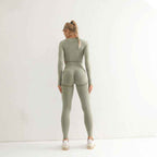 Seamless Yoga Suit Women's Long Sleeve Sports Top High Waist Hip Lifting Sports Tights Pants