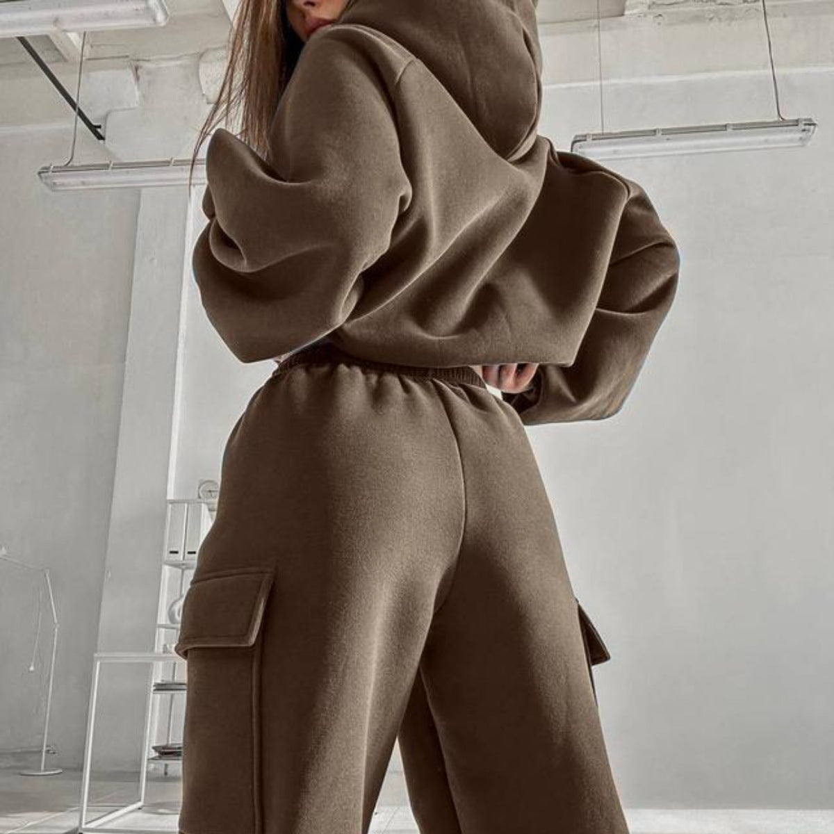 Women's Hoodie Set – Cropped Hoodie & Cargo Joggers Tracksuit