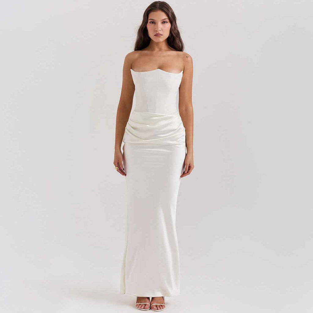 European and American style autumn and winter new women's fashion strapless sexy backless slim fit evening dress dress for women