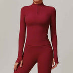 Long Sleeve Half Zip Yoga Top – Quick-Dry Running & Fitness Top