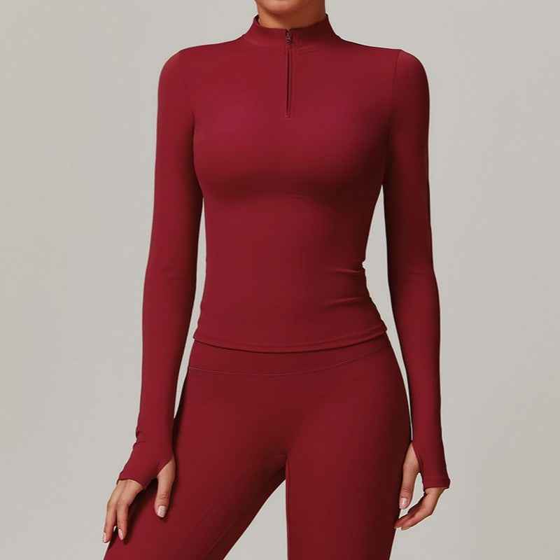 Long Sleeve Half Zip Yoga Top – Quick-Dry Running & Fitness Top