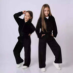 Girls Velvet Tracksuit Set | Hooded 2-Piece, 5 Colours