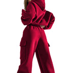Women's Hoodie Set – Cropped Hoodie & Cargo Joggers Tracksuit