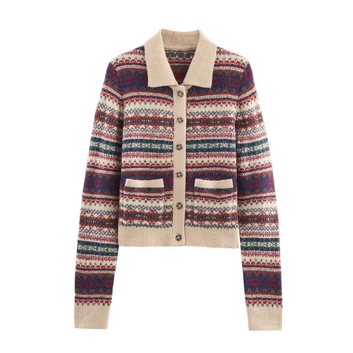 Leisure Jacquard Knitted Coat for Winter