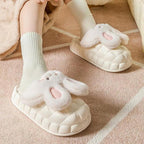 Fluffy Bunny Slippers – Thick Sole Winter Home Slides"