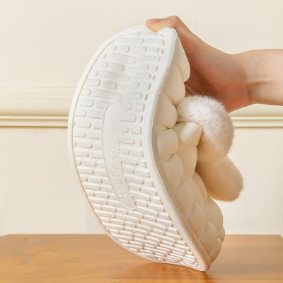 Fluffy Bunny Slippers – Thick Sole Winter Home Slides"