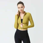 Nude Zipper Fitness Gym tops Long Sleeve yoga shirts Autumn and winter Slim running jacket Quick dry sports jackets coats
