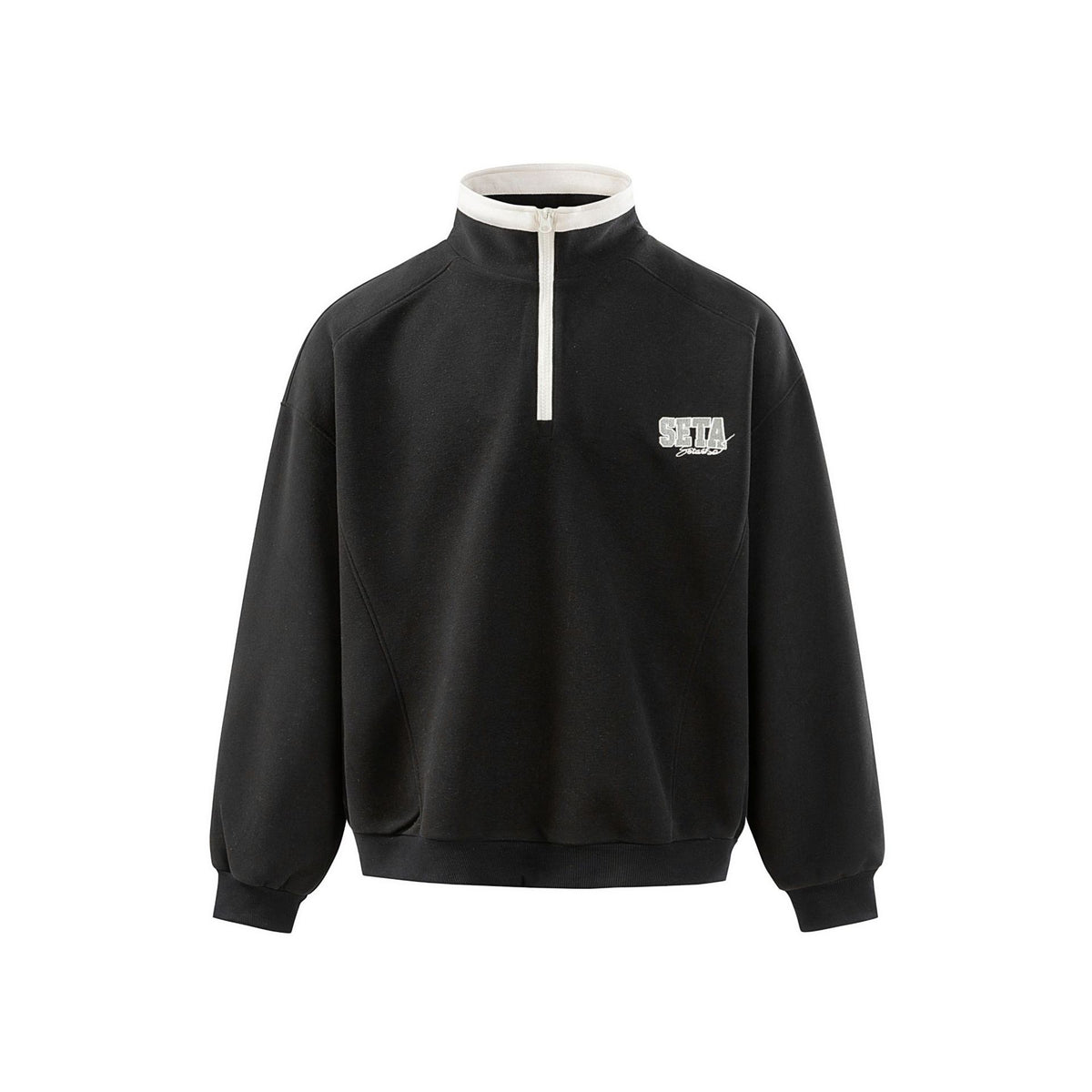 Men's Half Zip Sweatshirt – Loose Fit Contrast Collar Pullover