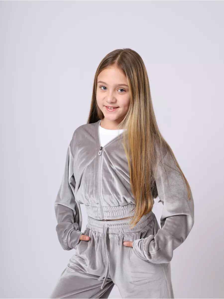 Girls Velvet Tracksuit Set | Hooded 2-Piece, 5 Colours