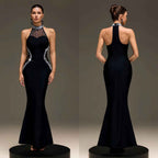 Neck Hanging Heavy Industry Beaded Evening Dress Women's Backless Slim-fit Fishtail Long Dress