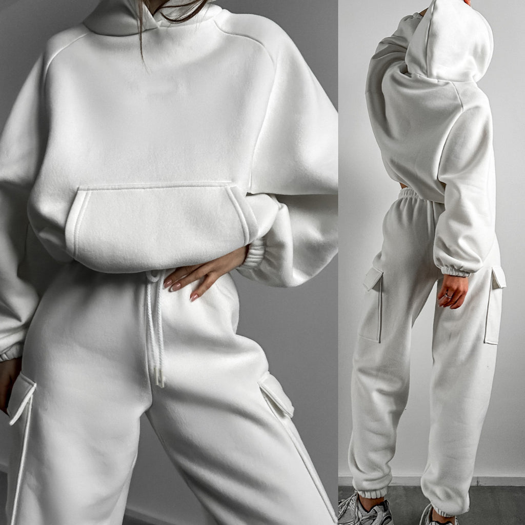 Women's Hoodie Set – Cropped Hoodie & Cargo Joggers Tracksuit