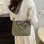 Casual Handbag Simple Shoulder Bag Stylish Crossbody Bag Quilted Korean Style Tote Bag