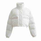 Winter stand up collar pocket zipper bread jacket short cotton jacket warm jacket for women