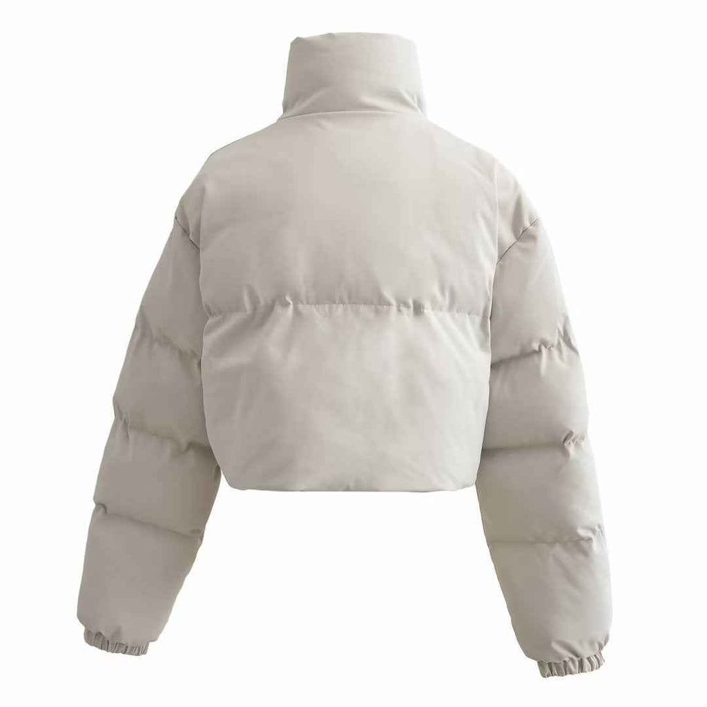 Winter stand up collar pocket zipper bread jacket short cotton jacket warm jacket for women
