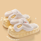 Fluffy Bunny Slippers – Thick Sole Winter Home Slides"