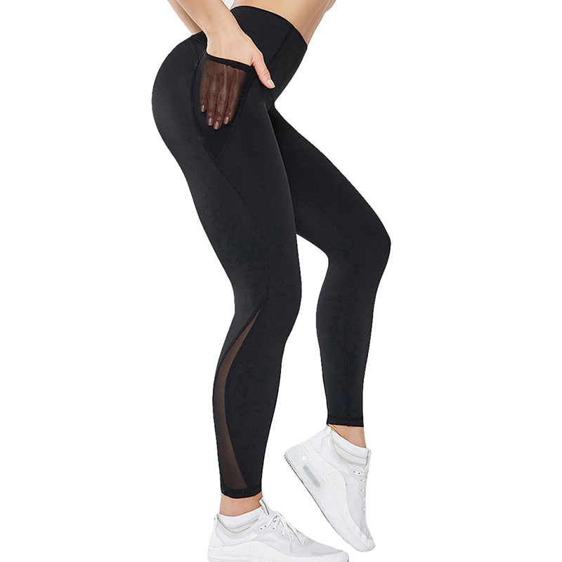 Black Mesh Pocket Leggings – Women's High Waist Gym Tights