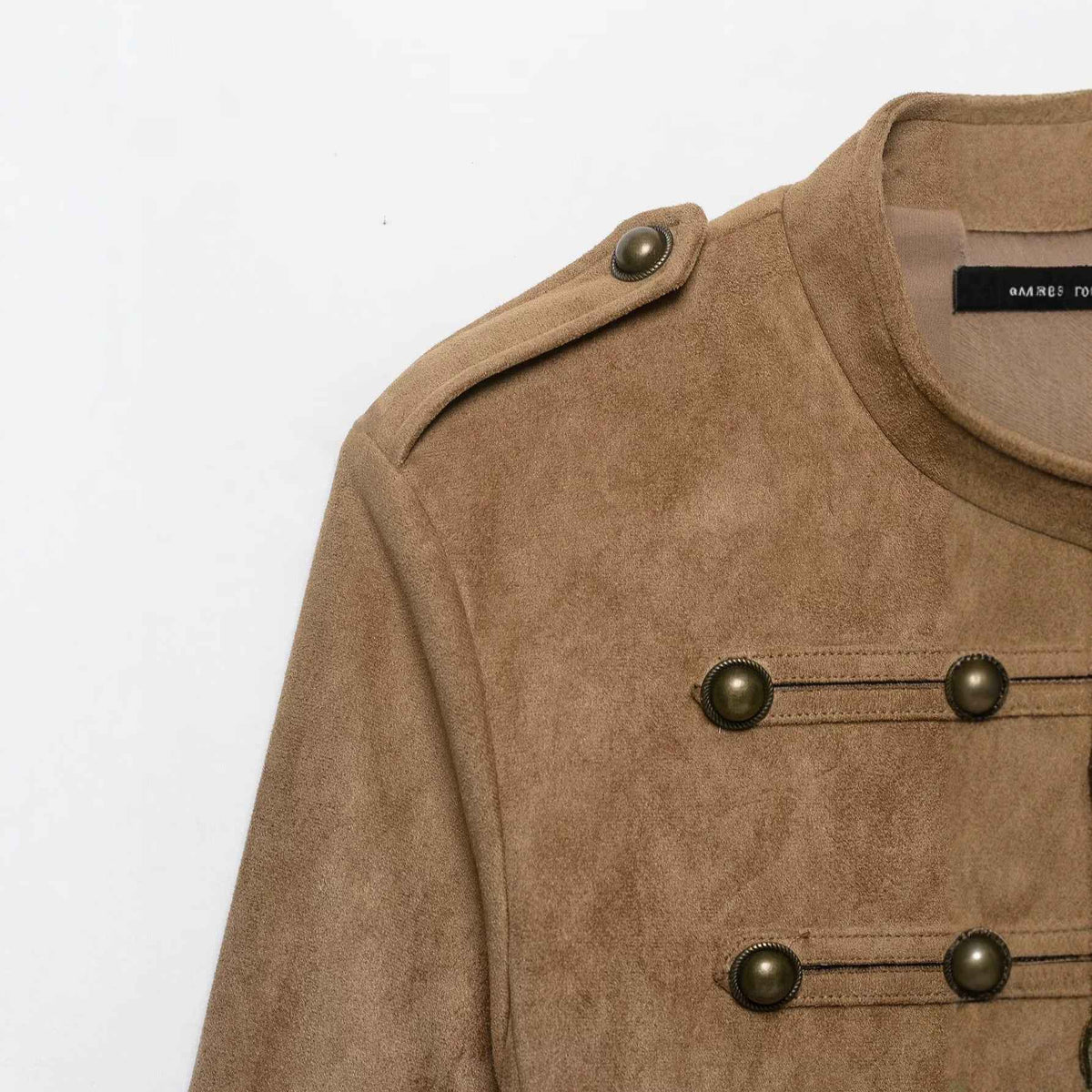 Suede Texture Rope Knot Button Zipper Jacket for Women