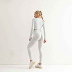 Seamless Yoga Suit Women's Long Sleeve Sports Top High Waist Hip Lifting Sports Tights Pants