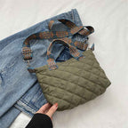 Casual Handbag Simple Shoulder Bag Stylish Crossbody Bag Quilted Korean Style Tote Bag