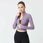 Nude Zipper Fitness Gym tops Long Sleeve yoga shirts Autumn and winter Slim running jacket Quick dry sports jackets coats