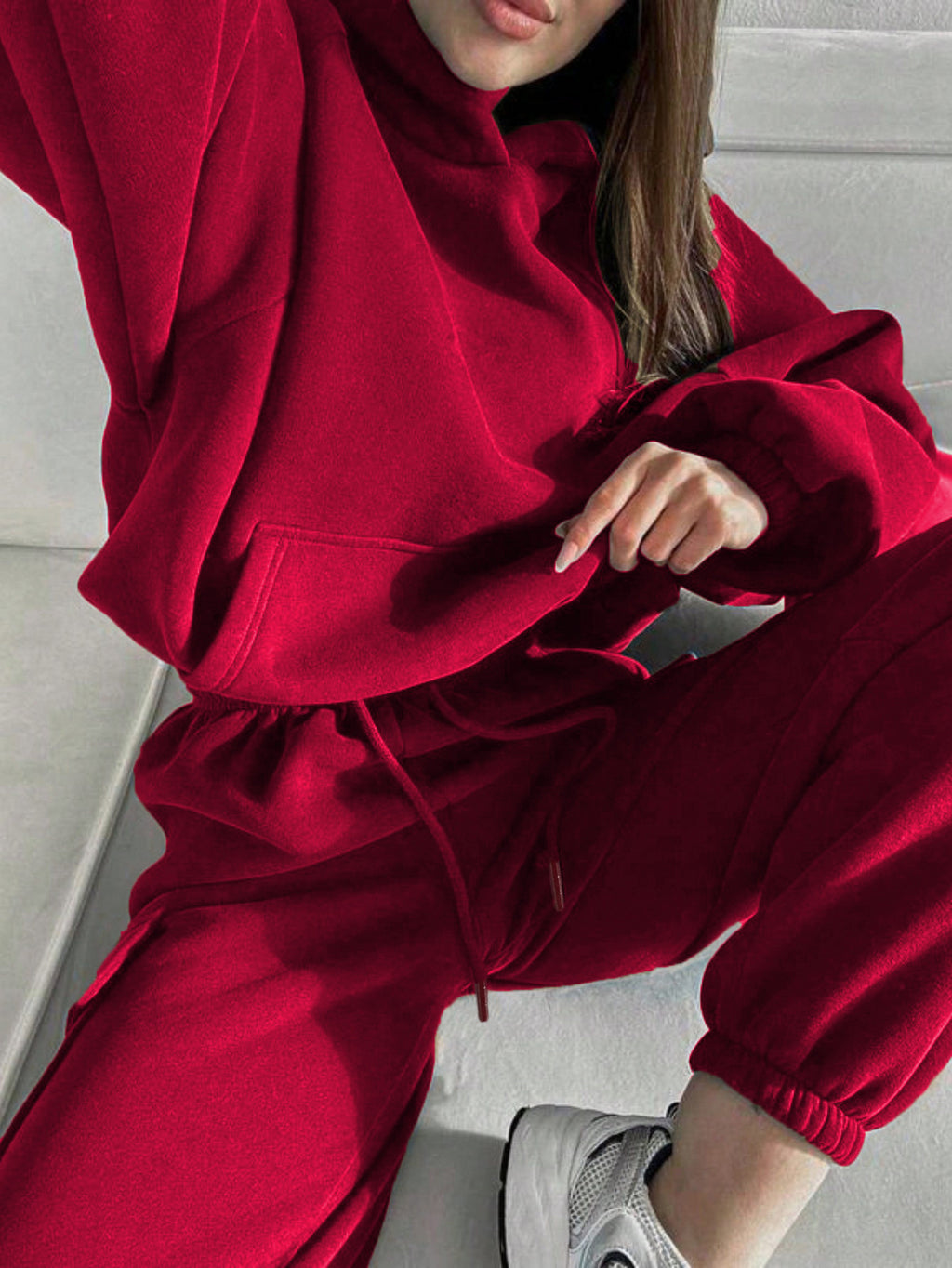 Women's Hoodie Set – Cropped Hoodie & Cargo Joggers Tracksuit