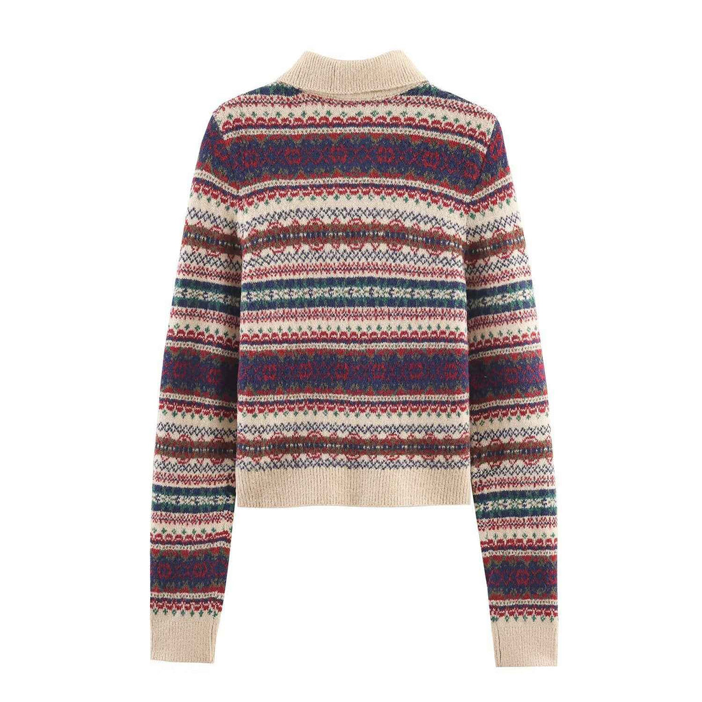 Leisure Jacquard Knitted Coat for Winter
