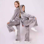 Girls Velvet Tracksuit Set | Hooded 2-Piece, 5 Colours