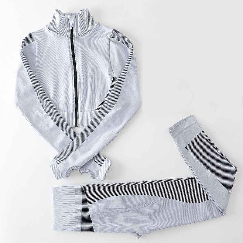 Autumn And Winter New Yoga Running Fitness Wicking Breathable Long-Sleeved Trousers Two-Piece