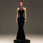Neck Hanging Heavy Industry Beaded Evening Dress Women's Backless Slim-fit Fishtail Long Dress
