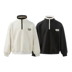 Men's Half Zip Sweatshirt – Loose Fit Contrast Collar Pullover