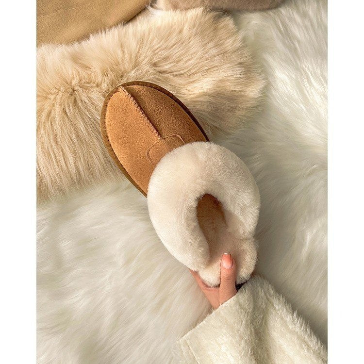 Fluffy Shearling Mule Slippers – Women's Cosy Winter Slip-Ons