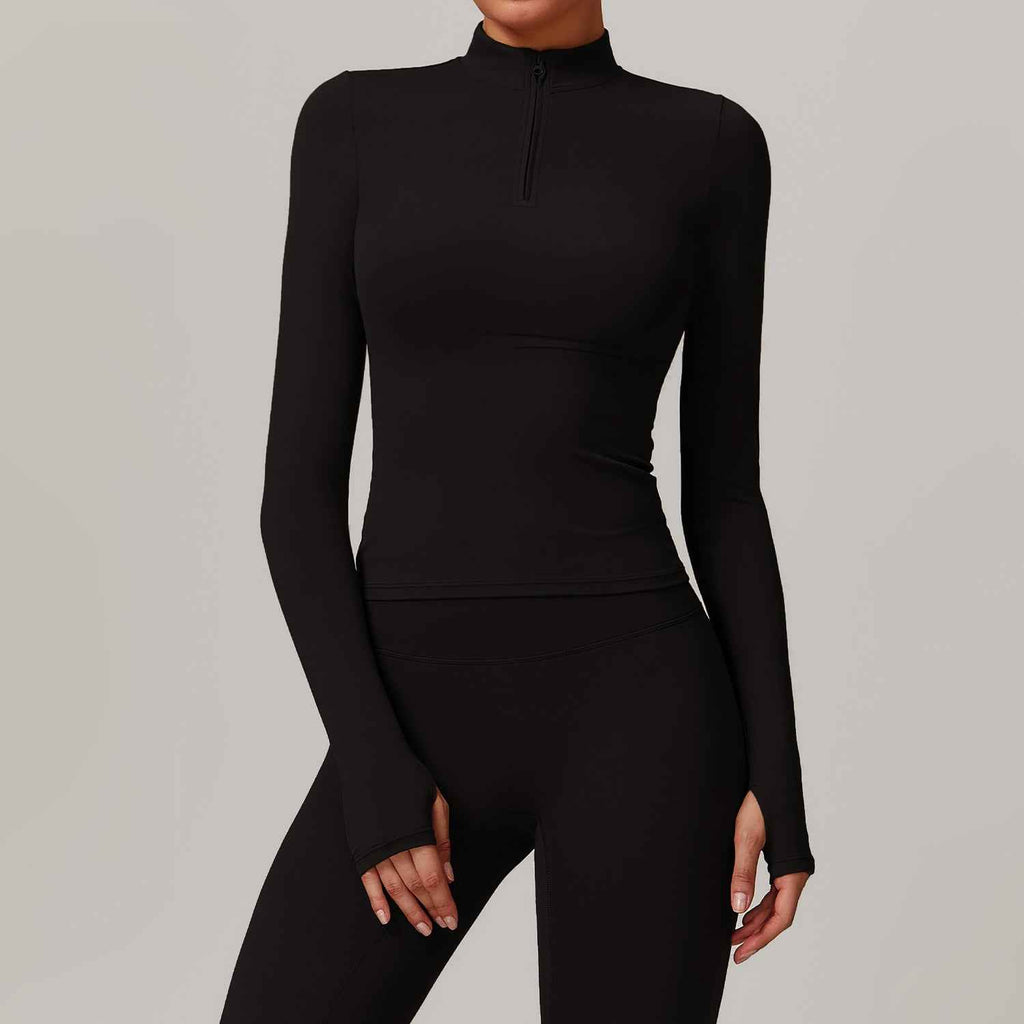 Long Sleeve Half Zip Yoga Top – Quick-Dry Running & Fitness Top