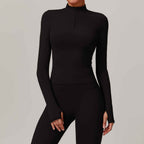 Long Sleeve Half Zip Yoga Top – Quick-Dry Running & Fitness Top