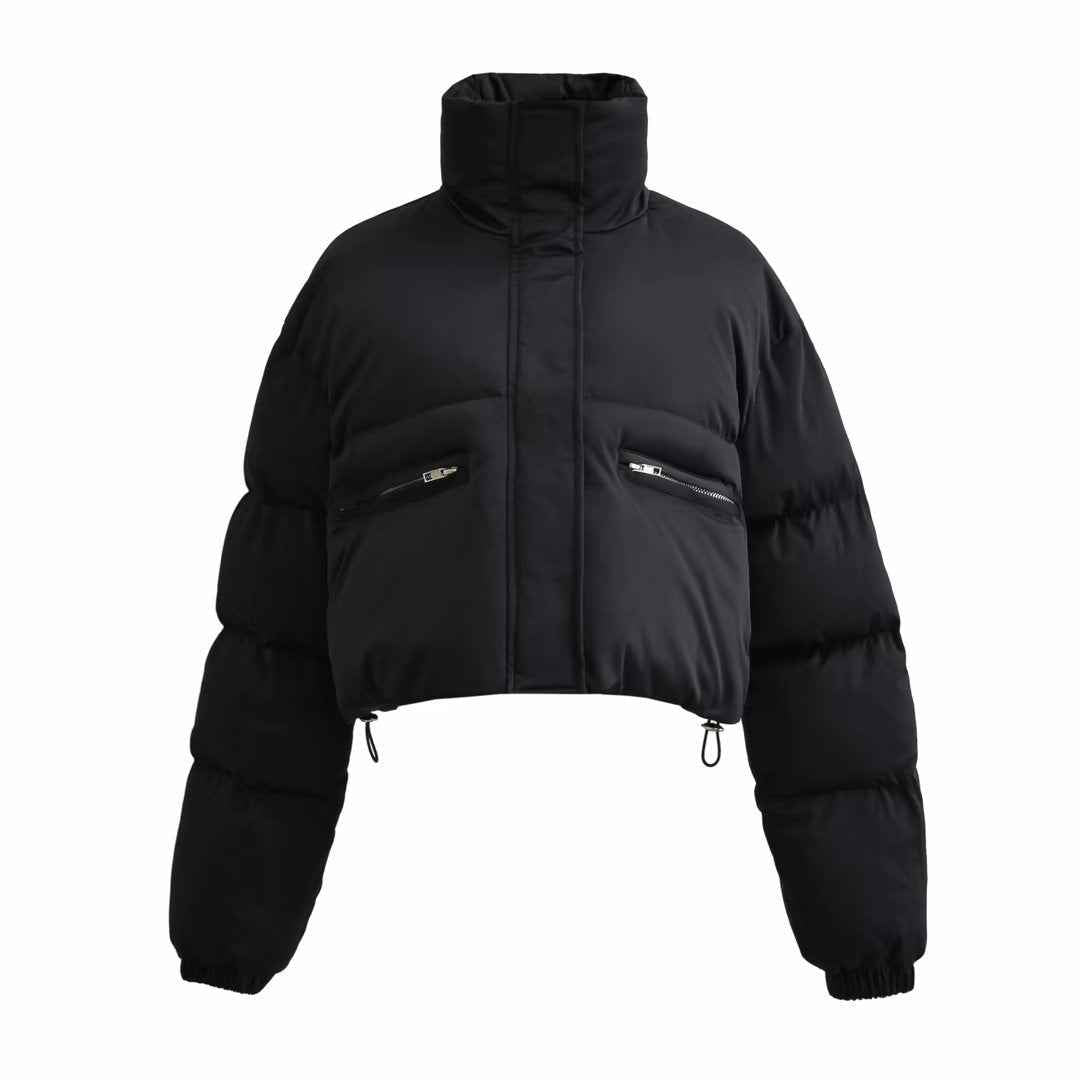 Winter stand up collar pocket zipper bread jacket short cotton jacket warm jacket for women