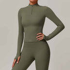 Long Sleeve Half Zip Yoga Top – Quick-Dry Running & Fitness Top