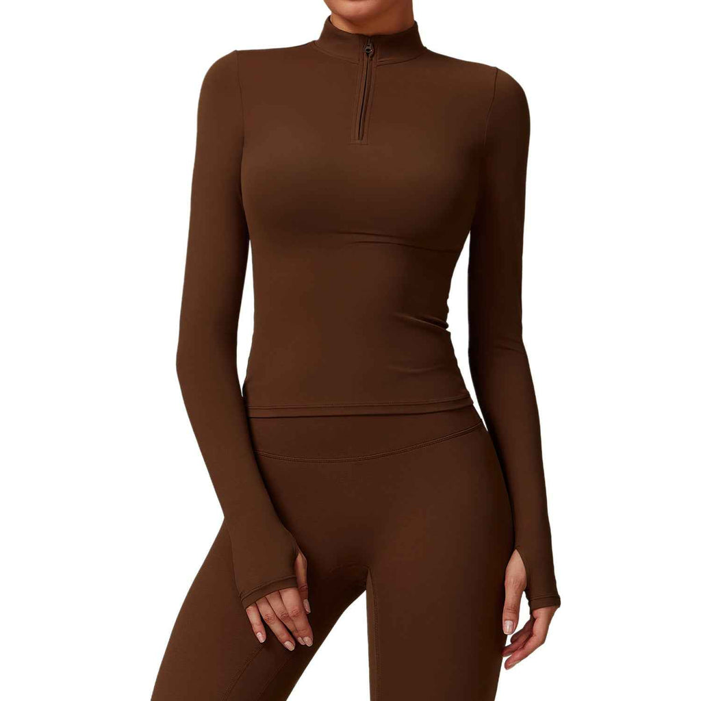 Long Sleeve Half Zip Yoga Top – Quick-Dry Running & Fitness Top