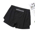 Fake Two Piece Double Layer Sports Shorts, Quick Drying, Breathable, Anti Glare Running, Training, Fitness Shorts, Summer Mens