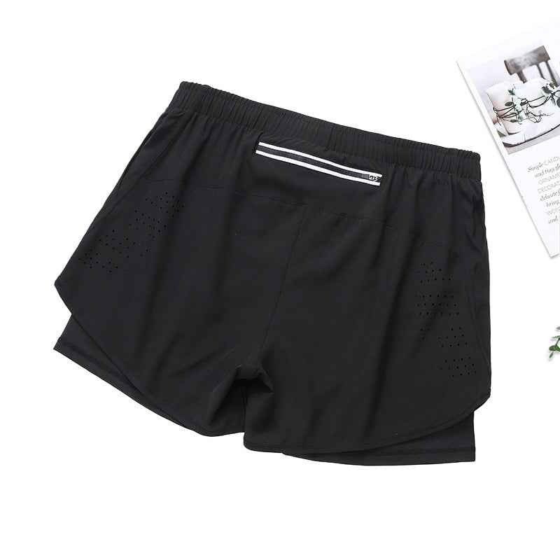 Fake Two Piece Double Layer Sports Shorts, Quick Drying, Breathable, Anti Glare Running, Training, Fitness Shorts, Summer Mens