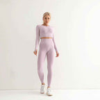 Seamless Yoga Suit Women's Long Sleeve Sports Top High Waist Hip Lifting Sports Tights Pants