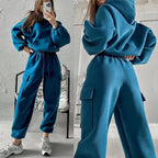 Women's Hoodie Set – Cropped Hoodie & Cargo Joggers Tracksuit
