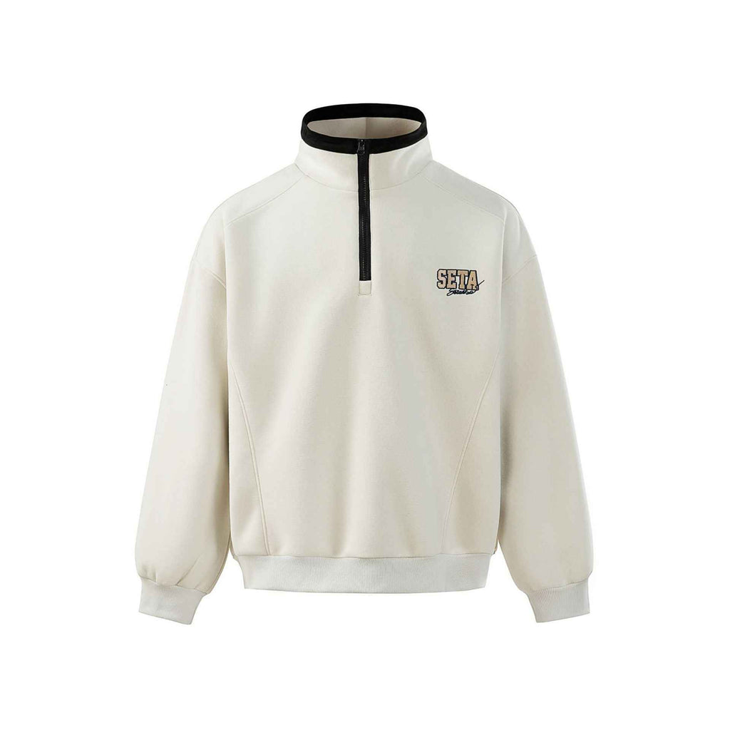 Men's Half Zip Sweatshirt – Loose Fit Contrast Collar Pullover